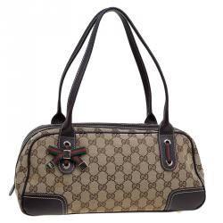 Pre Owned Gucci Beige/Ebony GG Canvas Princy Boston Bag