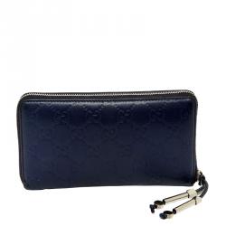 Gucci Blue Guccissima Leather Zippy Wallet