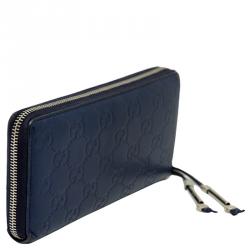 Gucci Blue Guccissima Leather Zippy Wallet
