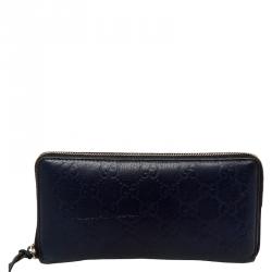 Gucci Blue Guccissima Leather Zippy Wallet