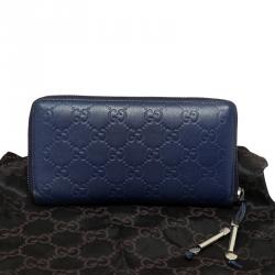 Gucci Blue Guccissima Leather Zippy Wallet