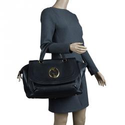 Pre Owned Gucci Black Leather Medium 1973 Top Handle Bag