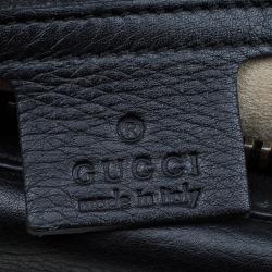 Pre Owned Gucci Black Leather Medium 1973 Top Handle Bag