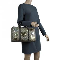 مملوكة مسبقًا Gucci Beige/Ebony GG Supreme Coated Canvas Medium Hearts Joy Boston Bag