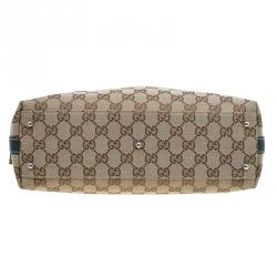 Pre Owned Gucci Beige/Green GG Canvas Small Handle Web Satchel