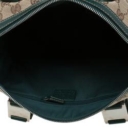 Pre Owned Gucci Beige/Green GG Canvas Small Handle Web Satchel
