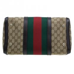 مملوكة مسبقًا حقيبة بوسطن غوتشي فينتاج ويب جي جي كانفاس بيج/ بني متوسطة 