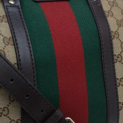 مملوكة مسبقًا حقيبة بوسطن غوتشي فينتاج ويب جي جي كانفاس بيج/ بني متوسطة 