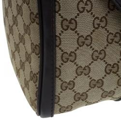 مملوكة مسبقًا حقيبة بوسطن غوتشي فينتاج ويب جي جي كانفاس بيج/ بني متوسطة 
