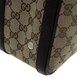 مملوكة مسبقًا حقيبة بوسطن غوتشي فينتاج ويب جي جي كانفاس بيج/ بني متوسطة 