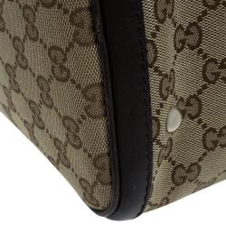 مملوكة مسبقًا حقيبة بوسطن غوتشي فينتاج ويب جي جي كانفاس بيج/ بني متوسطة 