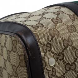 مملوكة مسبقًا حقيبة بوسطن غوتشي فينتاج ويب جي جي كانفاس بيج/ بني متوسطة 