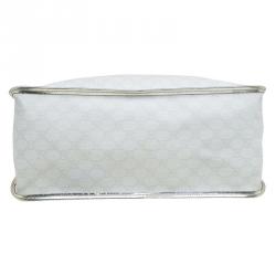 Pre Owned Gucci White/Gold GG Supreme Coated Canvas Top Handle Bag