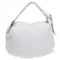 Pre Owned Gucci Off White Leather Medium Jungle Hobo