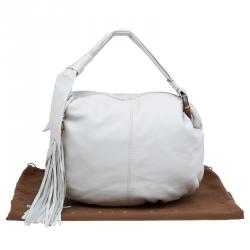 Pre Owned Gucci Off White Leather Medium Jungle Hobo