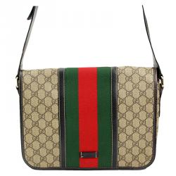 Pre Owned Gucci GG Plus Canvas Web Messenger Bag 