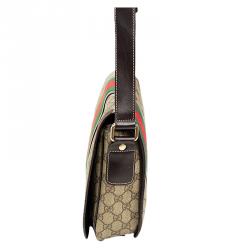 Pre Owned Gucci GG Plus Canvas Web Messenger Bag 