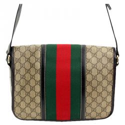 Pre Owned Gucci GG Plus Canvas Web Messenger Bag 