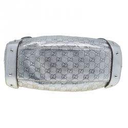 مملوكة مسبقًا Gucci Silver Guccissima Leather Medium Horsebit Pelham Shoulder Bag