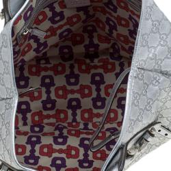 مملوكة مسبقًا Gucci Silver Guccissima Leather Medium Horsebit Pelham Shoulder Bag