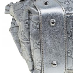 مملوكة مسبقًا Gucci Silver Guccissima Leather Medium Horsebit Pelham Shoulder Bag