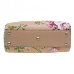Pre Owned Gucci Multicolor Printed Blooms Leather Mini Bamboo Top Handle Bag