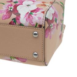 Pre Owned Gucci Multicolor Printed Blooms Leather Mini Bamboo Top Handle Bag
