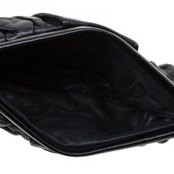 مملوكة مسبقًا حقيبة كلاتش غوتشي حمالة معصم بوب نايت جلد سوداء ميتالك