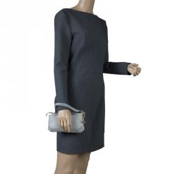 Pre Owned حقيبة صغيرة غوتشي حمالة معصم G متشابكة كانفاس GG فضية