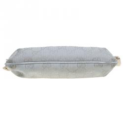 Pre Owned حقيبة صغيرة غوتشي حمالة معصم G متشابكة كانفاس GG فضية