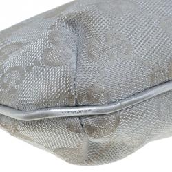 Pre Owned حقيبة صغيرة غوتشي حمالة معصم G متشابكة كانفاس GG فضية