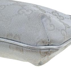 Pre Owned حقيبة صغيرة غوتشي حمالة معصم G متشابكة كانفاس GG فضية