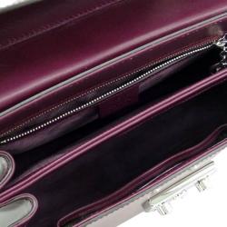 Pre Owned Gucci Bordeaux Leather Bamboo Lady Lock Top Handle Bag