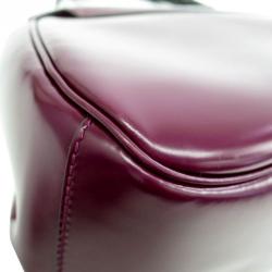Pre Owned Gucci Bordeaux Leather Bamboo Lady Lock Top Handle Bag