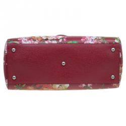 مملوكة مسبقًا Gucci Multicolor Bloom's Printed Leather Bamboo Shopper Tote