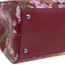 مملوكة مسبقًا Gucci Multicolor Bloom's Printed Leather Bamboo Shopper Tote