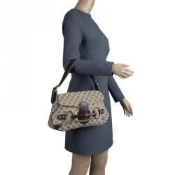 Pre Owned حقيبة كتف غوتشي هورسبيت كانفاس GG بيج