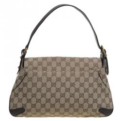 Pre Owned حقيبة كتف غوتشي هورسبيت كانفاس GG بيج