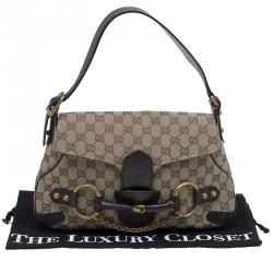 Pre Owned حقيبة كتف غوتشي هورسبيت كانفاس GG بيج