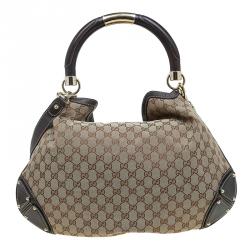 Pre Owned Gucci Beige Monogram Canvas Large Indy Top Handle Bag