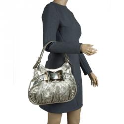 Pre Owned Gucci Light Gold Guccissima Leather Medium Queen Hobo