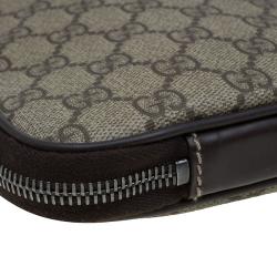 Gucci Beige/Brown GG Supreme Canvas Interlocking Logo Laptop Case