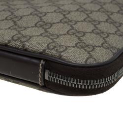 Gucci Beige/Brown GG Supreme Canvas Interlocking Logo Laptop Case