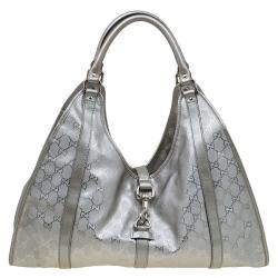 مملوكة مسبقًا حقيبة غوتشي جاكي أو كانفاس GG أمبرايم فضية