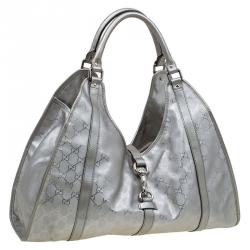 مملوكة مسبقًا حقيبة غوتشي جاكي أو كانفاس GG أمبرايم فضية