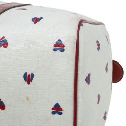 مملوكة مسبقًا حقيبة غوتشي بوسطن فالانتاينز داي جوي سوبريم GG بيضاء