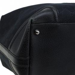 Pre Owned حقيبة غوتشي ويب تريشر بوسطن كبيرة كانفاس أسود GG و جلد