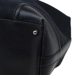 Pre Owned حقيبة غوتشي ويب تريشر بوسطن كبيرة كانفاس أسود GG و جلد