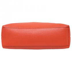 Pre Owned Gucci Dark Orange Pebbled Leather Bamboo Tassel Tote