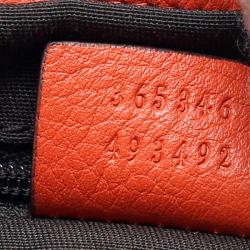 Pre Owned Gucci Dark Orange Pebbled Leather Bamboo Tassel Tote